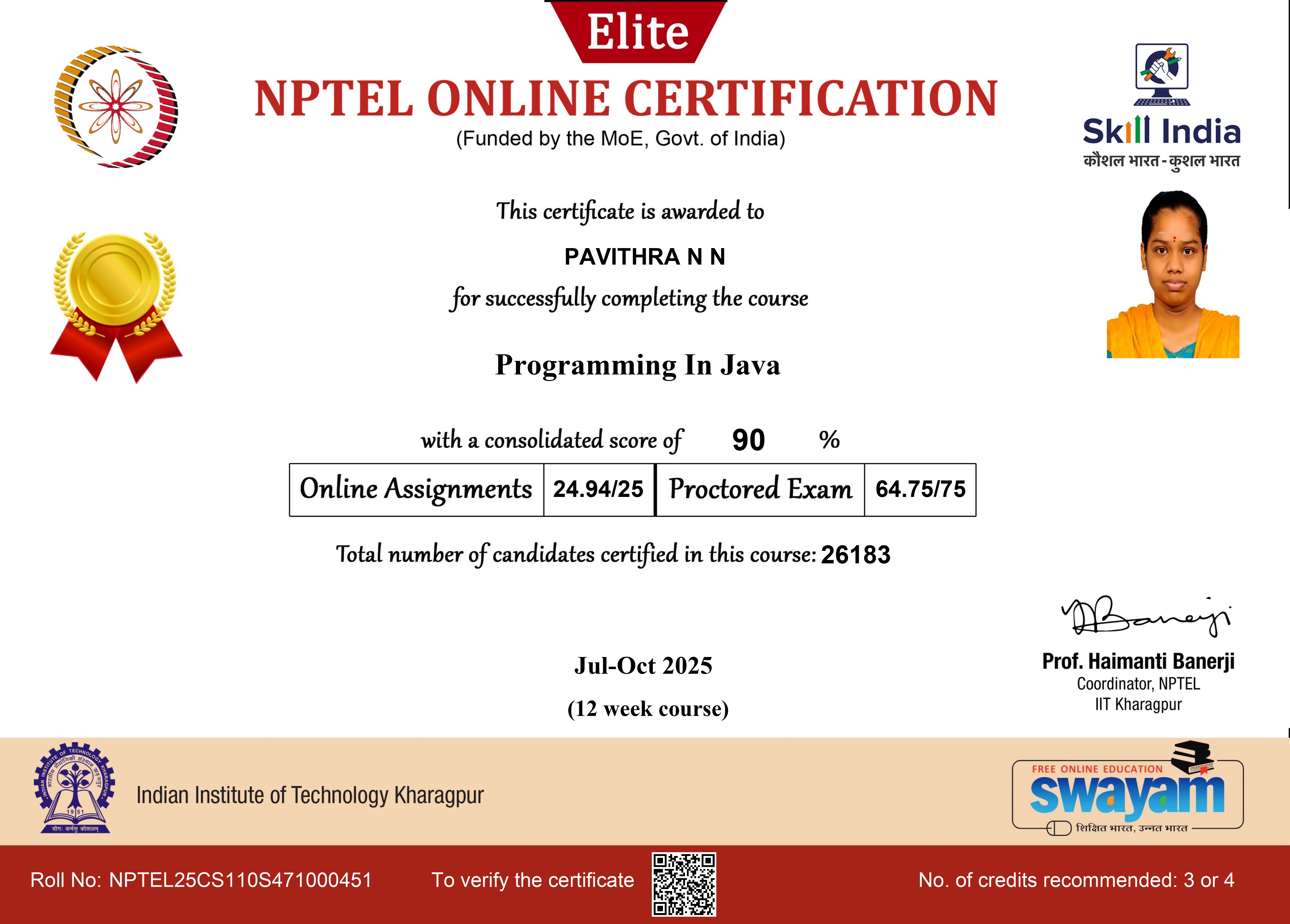NPTEL Elite Certificate 4